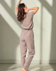 Striped Dark Grey linen / Natural Linen Pajama set / Linen loungewear / Linen sleepwearLinen Couture