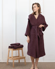Set of linen waffle towels and robes with hoodie - Linen Couture Boutique