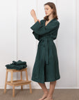 Set of linen waffle robes with towels - Linen Couture Boutique