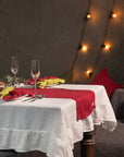 White linen tablecloth with ruffles - Linen Couture Boutique