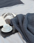 Asphalt Grey linen waffle towel - Linen Couture