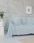Baby Blue linen couch cover - Linen Couture