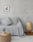 Cloudy Grey Stripe linen couch cover - Linen Couture
