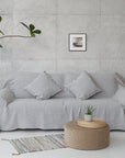 Cloudy Grey Stripe linen couch cover - Linen Couture