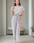 Cloudy Grey Stripe linen / Natural Linen Pajama set / Linen loungewear / Linen sleepwear - Linen Couture