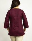 Dark Plum linen oversize top - Linen Couture