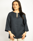 Dark Plum linen oversize top - Linen Couture