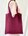 Dark Plum linen tote bag with embroidery - Linen Couture