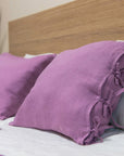 Deep Rose linen pillowcase with ties - Linen Couture