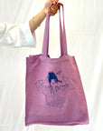 Deep Rose linen tote bag with embroidery - Linen Couture
