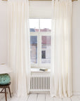 Extra Wide White Linen Curtain Panel with Tab Top - Linen Couture