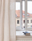 Extra Wide White Linen Curtain Panel with Tab Top - Linen Couture