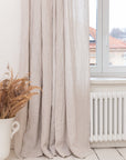 Extra Wide White Linen Curtain Panel with Tab Top - Linen Couture