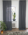 Grey linen curtain with rod pocket - Linen Couture