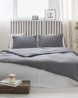 Grey linen duvet cover with zipper - Linen Couture