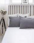 Grey linen pillowcase with envelope closure - Linen Couture