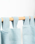 Greyish Mint linen curtain with tabs - Linen Couture