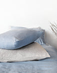 Ice Blue linen bedding set with zipper - Linen Couture