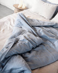 Ice Blue linen bedding set with zipper - Linen Couture