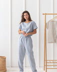 Ice Blue linen / Natural Linen Pajama set / Linen loungewear / Linen sleepwear - Linen Couture