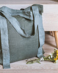 Lemon linen canvas bag - Linen Couture