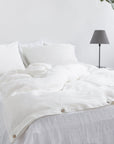 Light Chestnut linen duvet cover with coconut buttons - Linen Couture