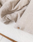 Light Chestnut linen pillowcase with coconut buttons - Linen Couture