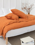 Light Chestnut linen pillowcase with coconut buttons - Linen Couture