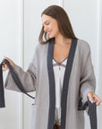 Light Grey and Grey linen waffle robe two tones - Linen Couture