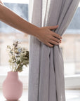 Light Grey linen curtain with multifunctional heading tape - Linen Couture