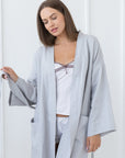 Light Grey linen robe - Linen Couture