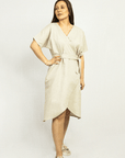 Light Grey linen wrap dress - Linen Couture