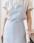 Moss Green linen apron - Linen Couture