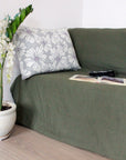 Moss Green linen couch cover - Linen Couture