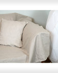 Moss Green linen couch cover - Linen Couture
