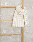 Natural and White Check linen scarf - Linen Couture