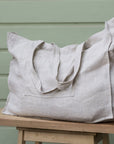 Natural Light linen beach bag with pocket - Linen Couture