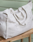 Natural Light linen beach bag with pocket - Linen Couture