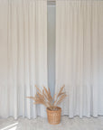 Natural Light linen curtain with ruffles, rod pocket - Linen Couture