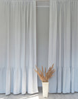 Natural Light linen curtain with ruffles, rod pocket - Linen Couture