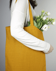 Natural Light linen tote bag with embroidery - Linen Couture