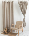 Natural linen curtain with tie top - Linen Couture