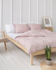 Pale Pink linen bedding set with ties - Linen Couture
