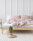 Pale Pink linen duvet cover with ties - Linen Couture