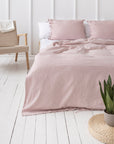 Pale Pink linen duvet cover with ties - Linen Couture