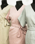 Pale Pink linen wrap dress - Linen Couture
