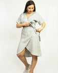 Pale Pink linen wrap dress - Linen Couture