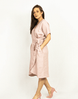 Pale Pink linen wrap dress - Linen Couture