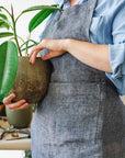 Reversible double cloth Linen Apron with Pockets - Linen Couture