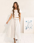 Taormina Set | Linen Crop Top and Flared Midi Skirt - Linen Couture